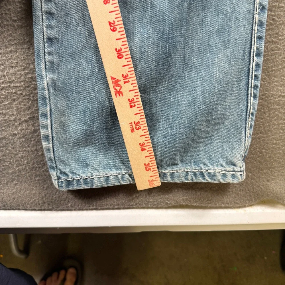 Wrangler Rock 47 Jeans Men 34x36 Blue Slim Boot Heavy Stitch Western Cowboy